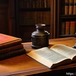 Home 23 고전 문학 번역 문제 - A cozy, warmly lit vintage study room filled with old leather-bound books and scattered parchment pa...
